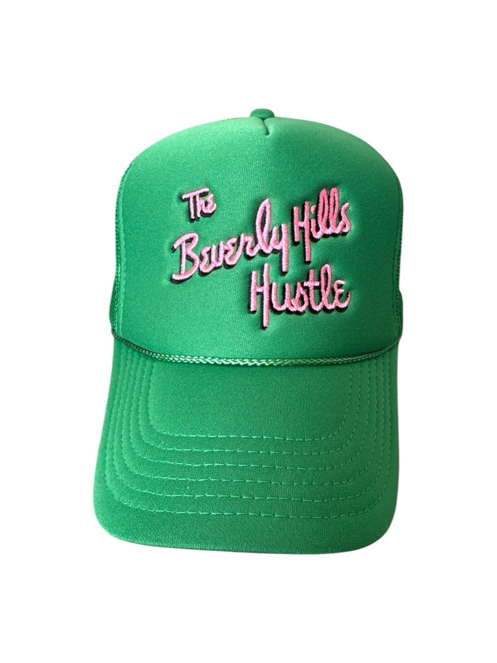 Good Quality Human Beverly Hills Hustle Green Pink Trucker Hat Snapback